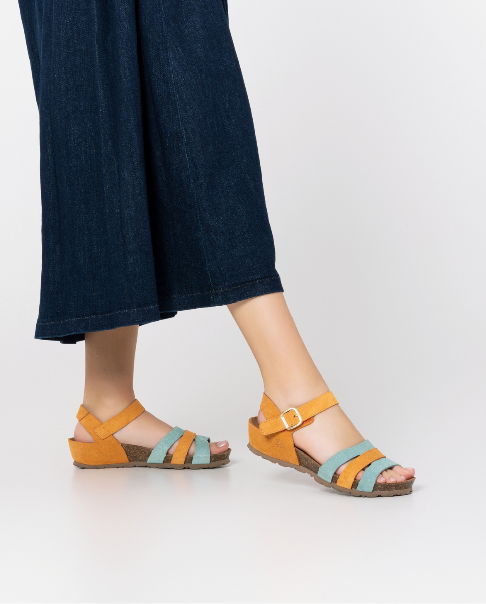 Sandalia de cuña Monaco 048 naranja