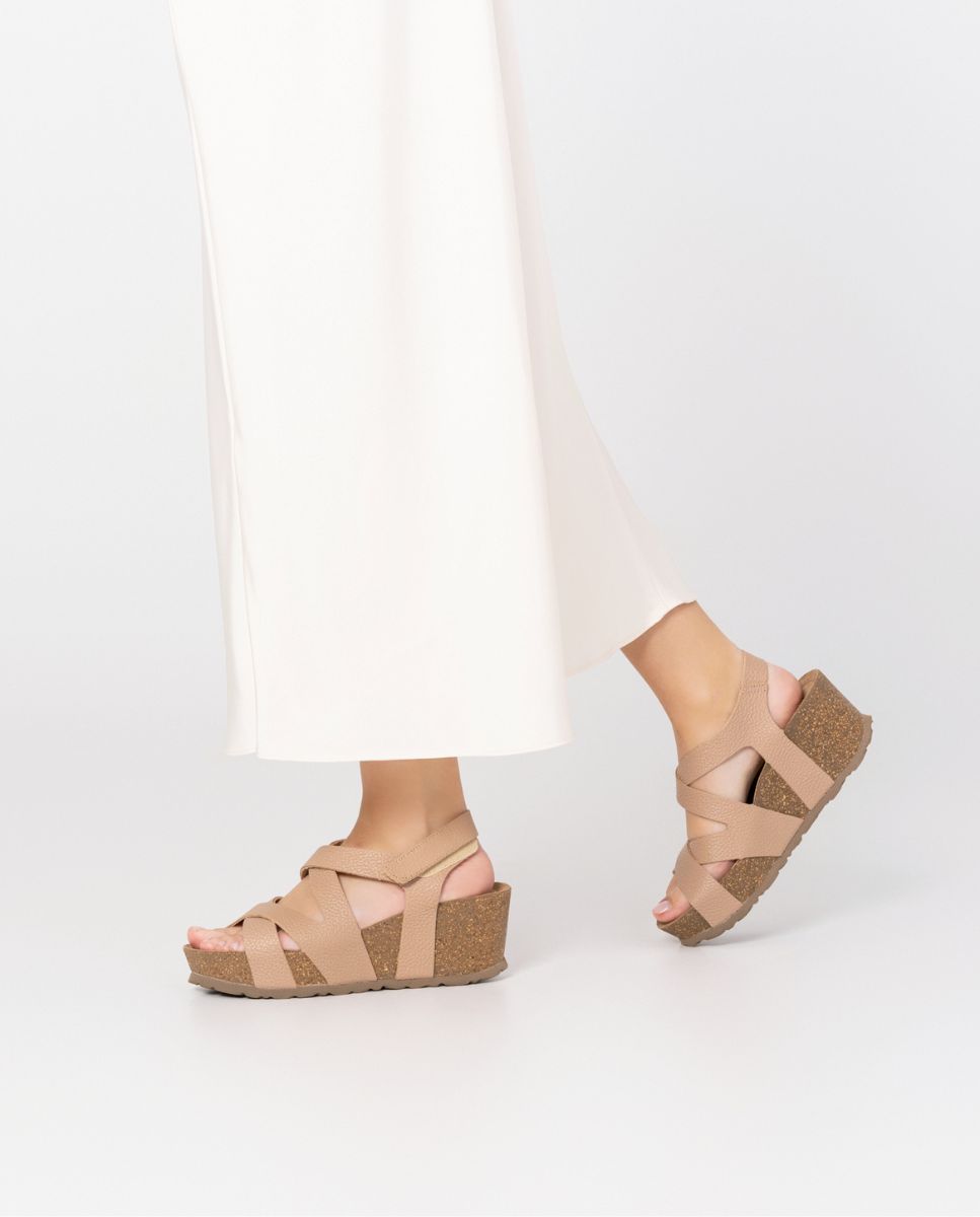 Sandale à semelle compensée BARI-303 beige