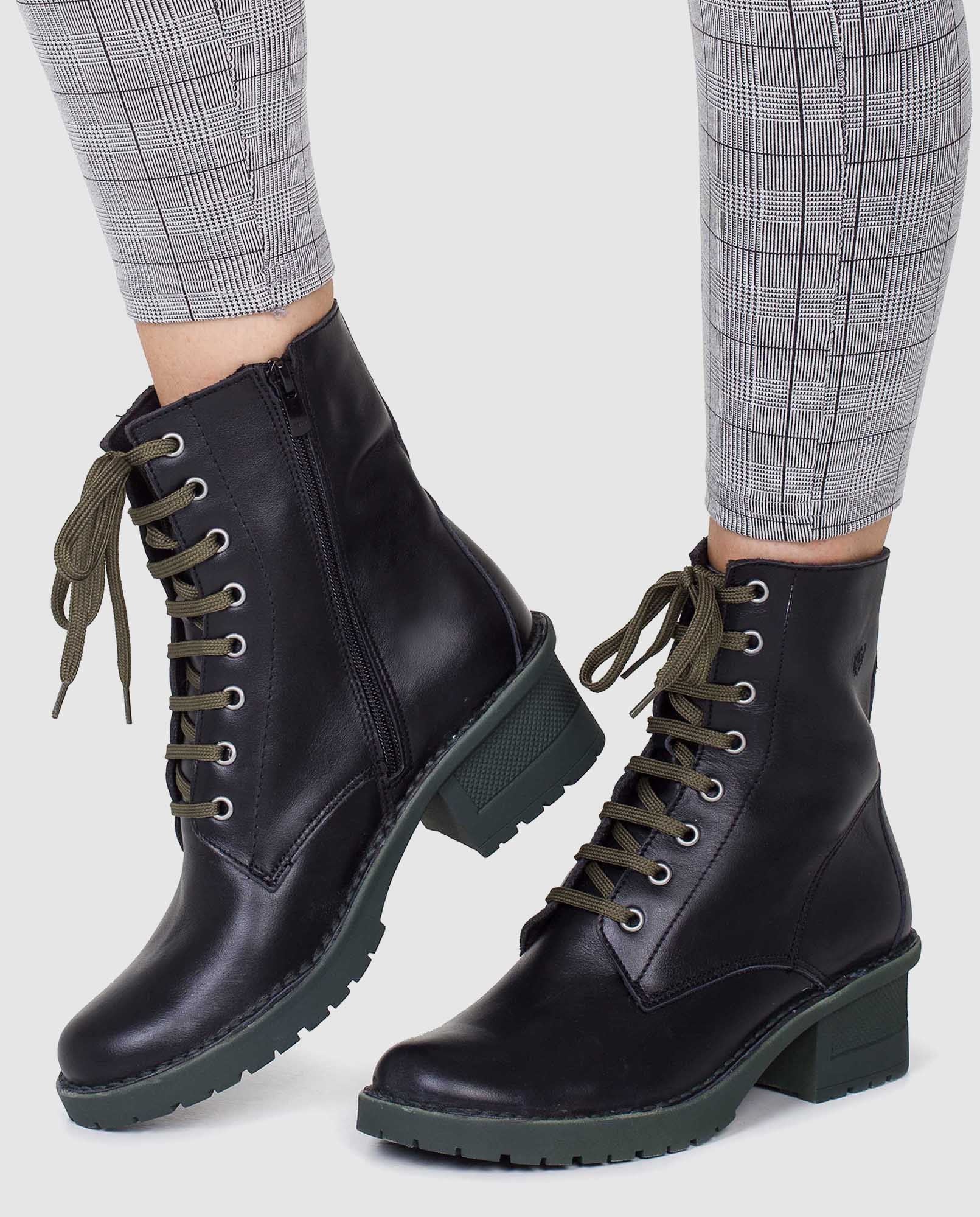 Heeled ankle boot London 001 KHAKI Yokono