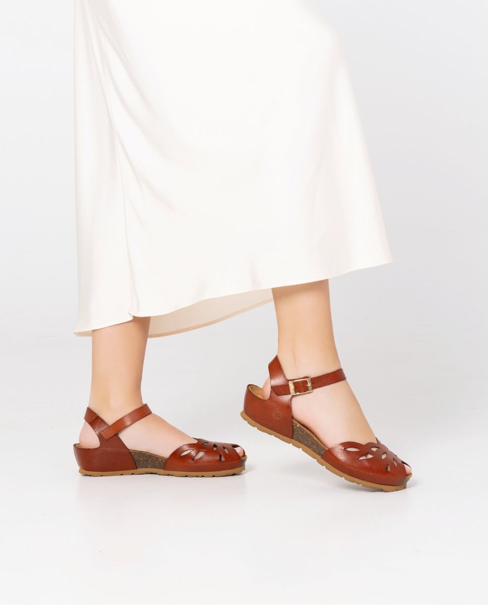 Sandalo con zeppa MONACO-003 marrone