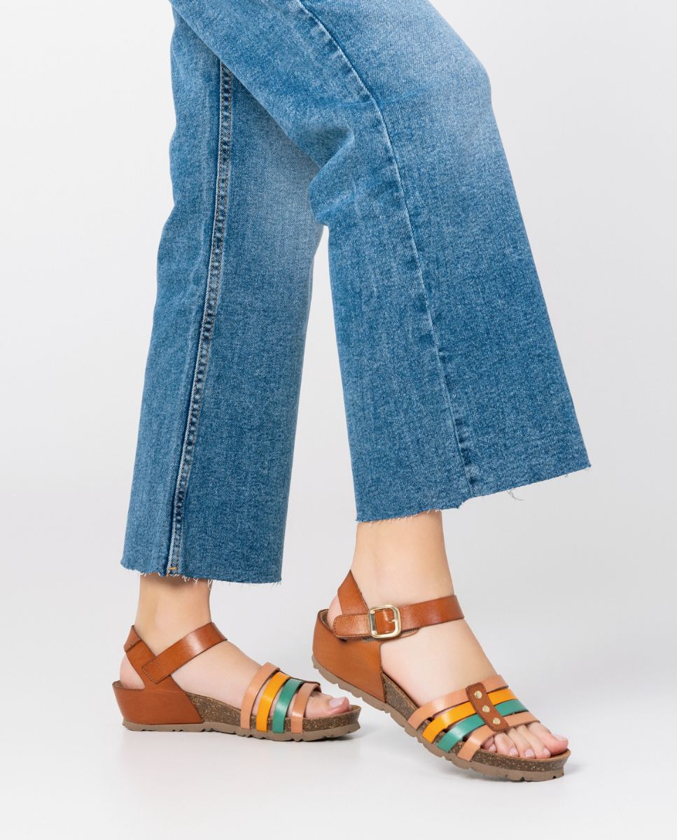 Sandale à semelle compensée MONACO-051 marron