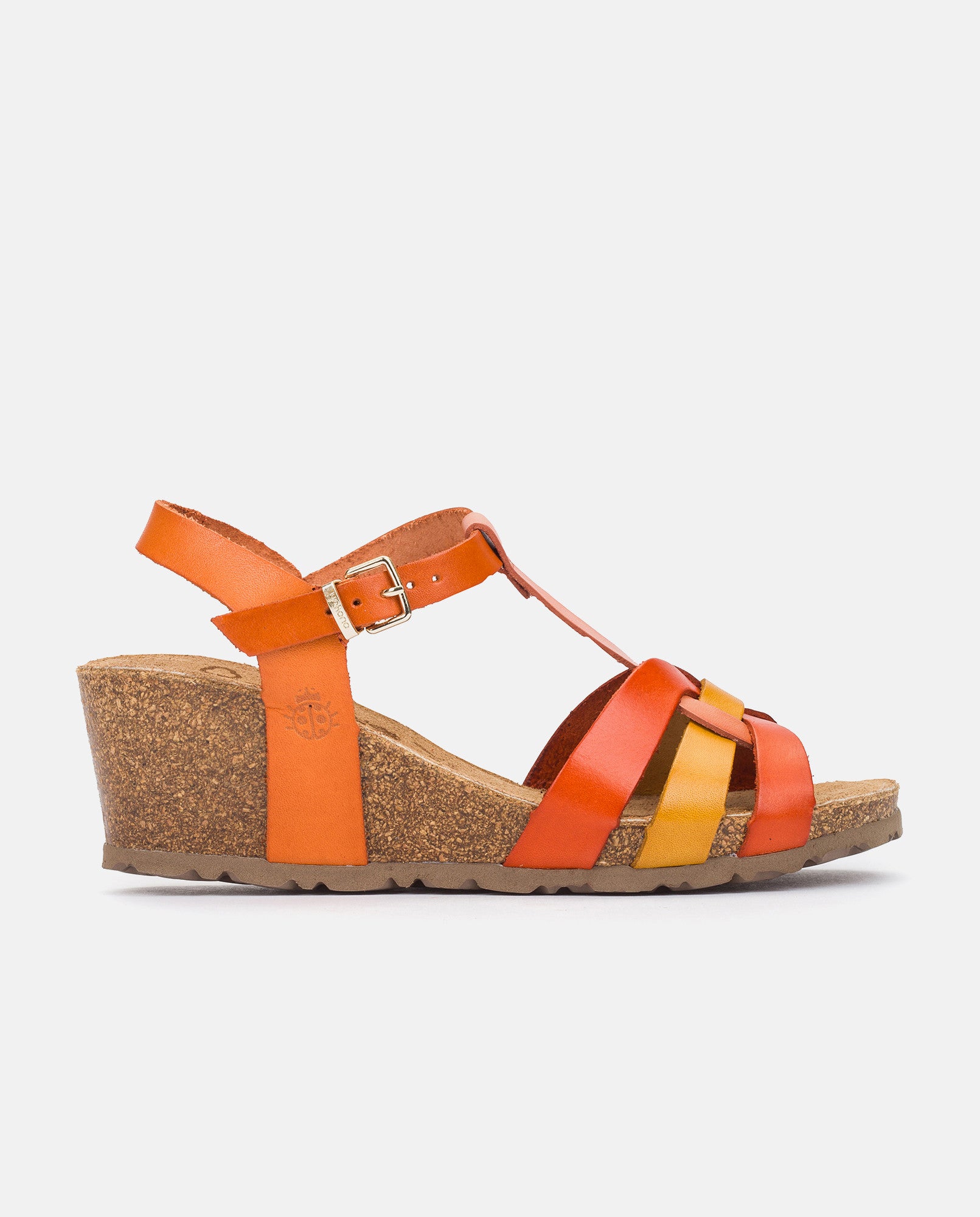 CADIZ-138 orange wedge sandal Yokono