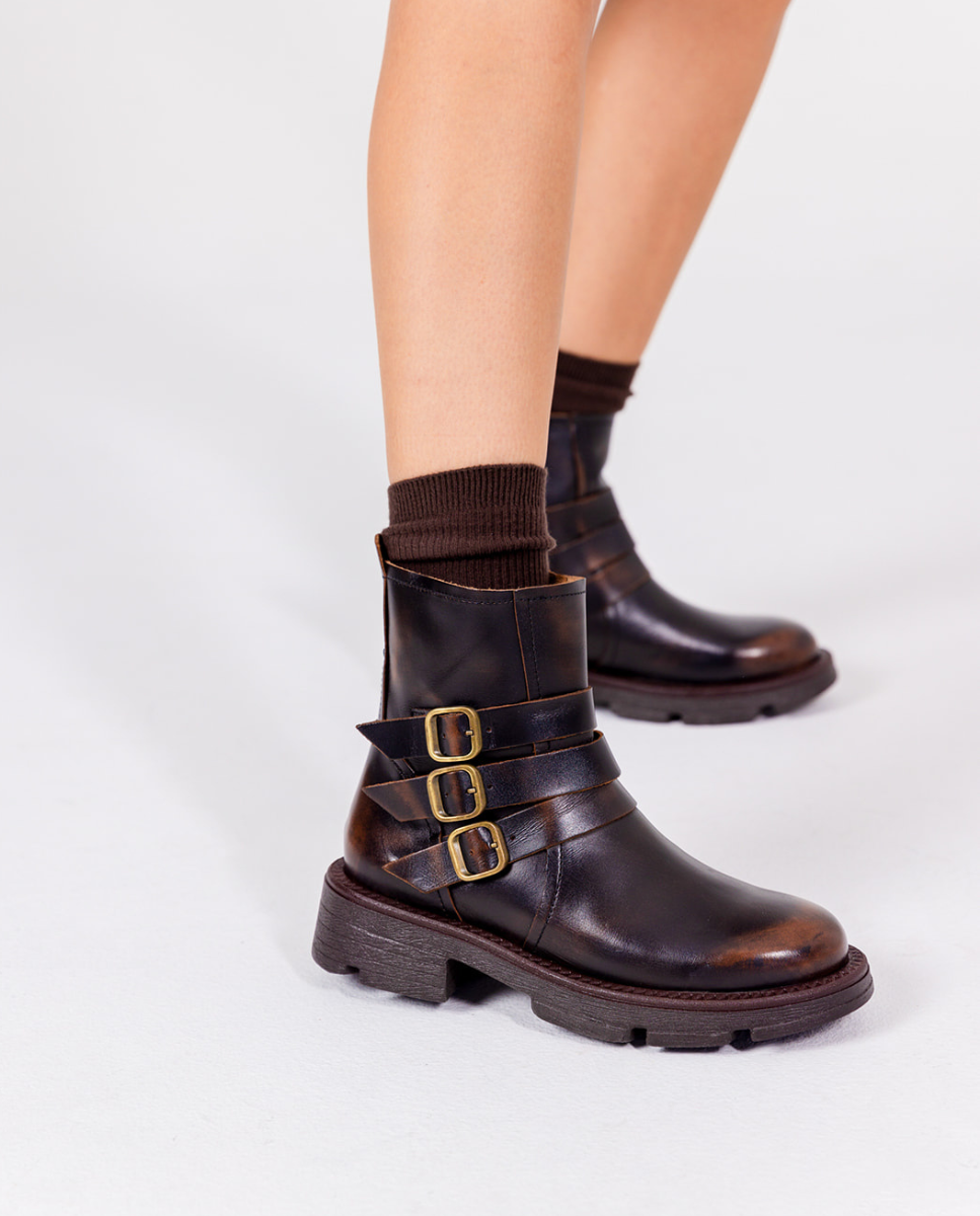 Flat ankle boot ELZE 004 brown