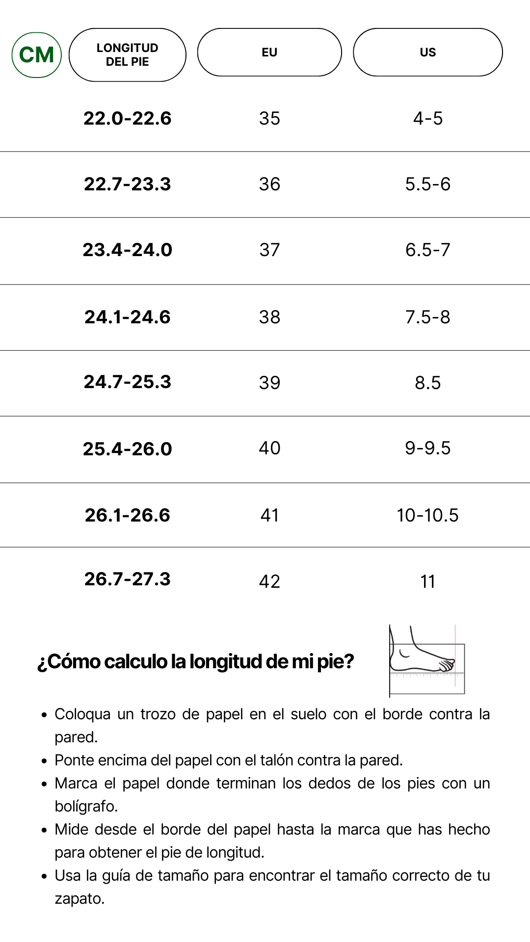 Guía de Tallas Yokono