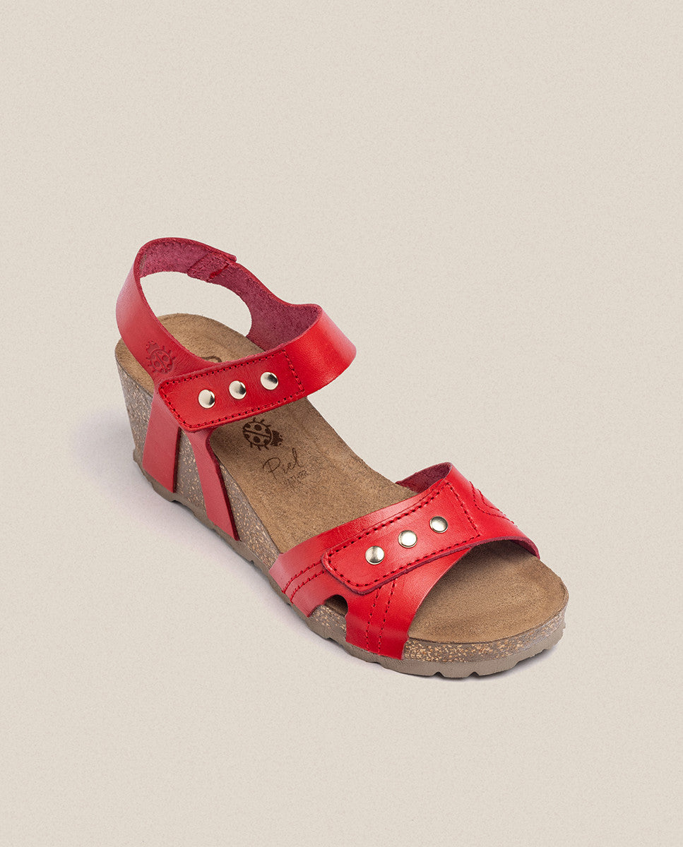 Cadiz 303 Rojo · Sandalia cuña Yokono - Main Image