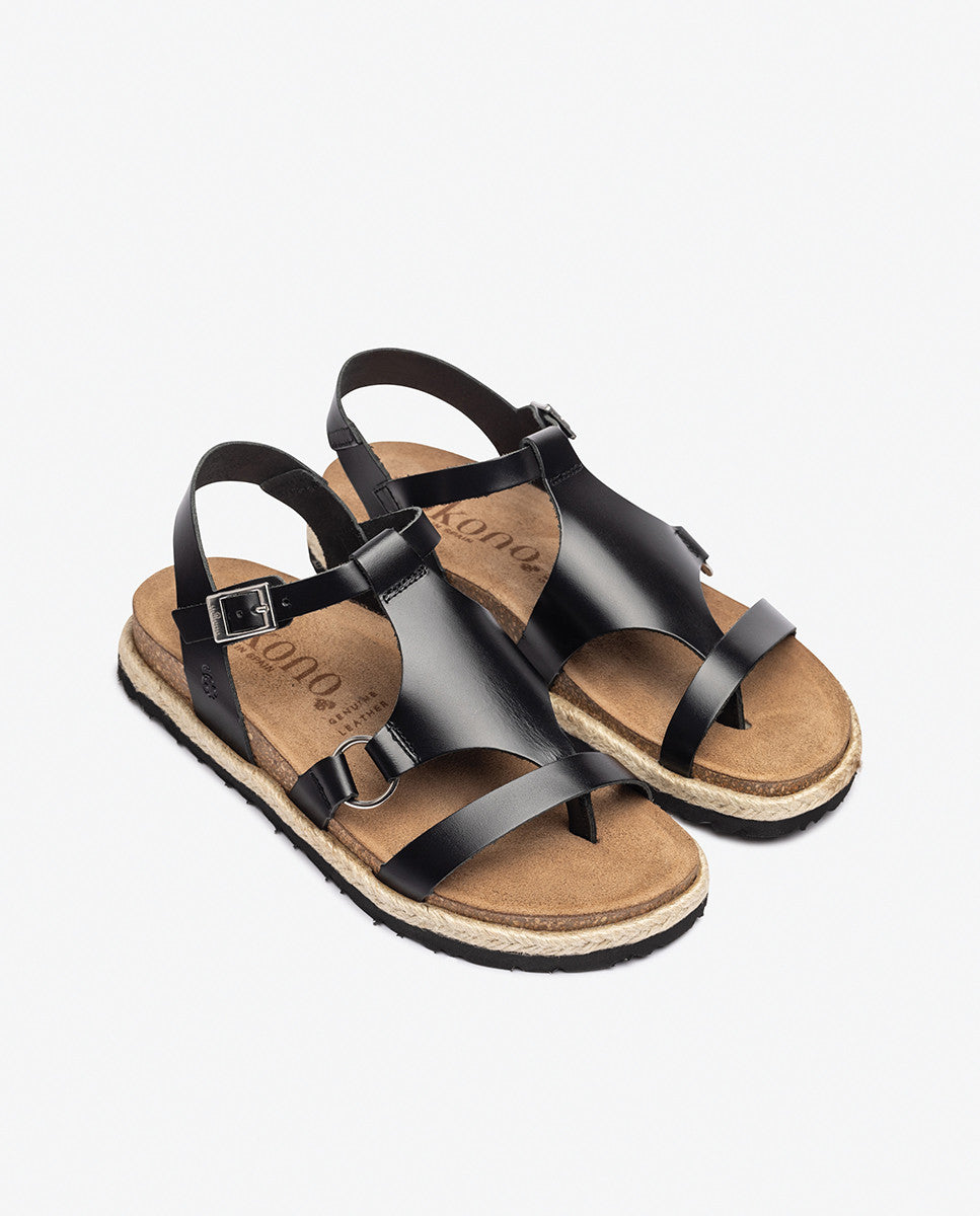 Sandalias Planas De Mujer Yokono Arena-004 - Piel De Vaca, Detalle De Lazado, 2 Cm De Tacón