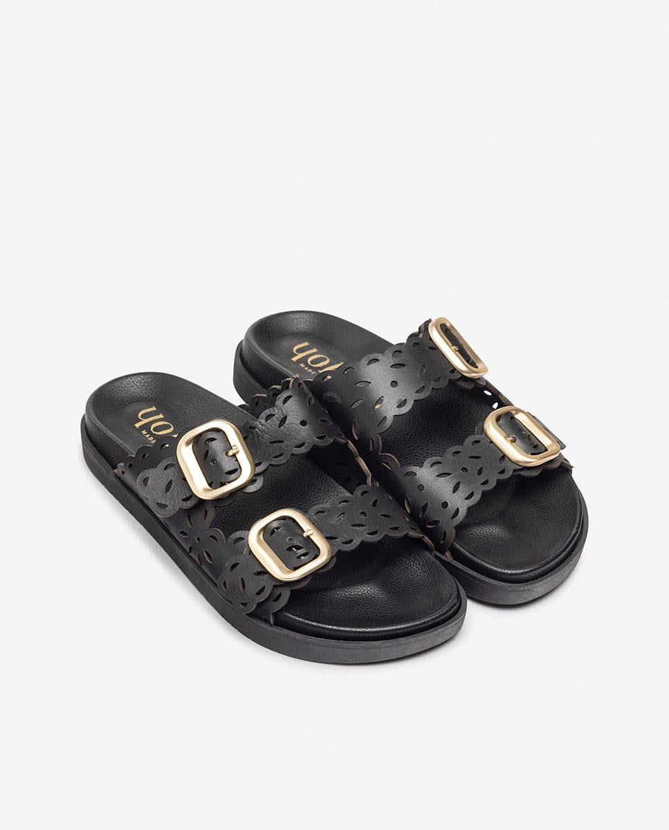 Sandalias Mujer Yokono Sandalias Planas De Piel Para Mujer MORENA